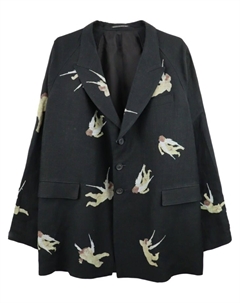 Однобортный пиджак с принтом, черный Yohji yamamoto