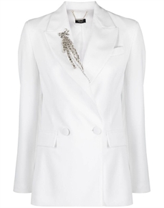 Двубортный блейзер с брошью, белый Liu jo