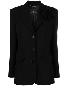 Однобортный блейзер с цветочной аппликацией, черный Ermanno scervino