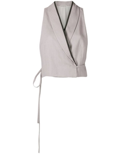 Укороченный жилет из смесового шелка, фиолетовый Brunello cucinelli