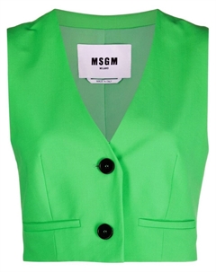 Укороченный жилет из вирджинской шерсти, зеленый Msgm