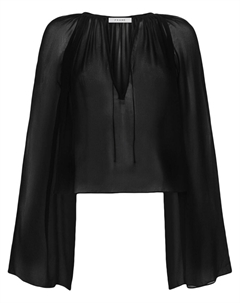 Шелковая блузка со сборками, черный Frame