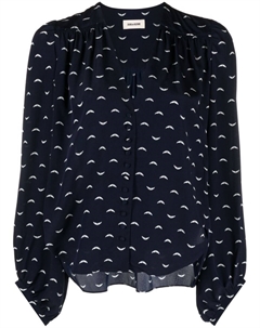 Блузка с длинными рукавами и графичным принтом, синий Zadig&voltaire