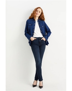 Узкие джинсы со средней талией, лайкра, синий C&a