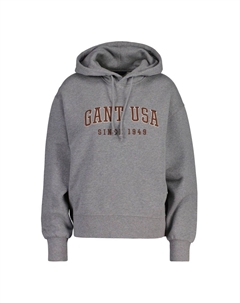 Женская толстовка - D1. Толстовка USA, свитер с капюшоном, вышивка логотипа, серый Gant