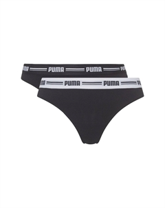 Стринги, 2 шт., спортивный, фирменный пояс, для женщин, черный Puma