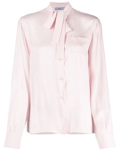 Жаккардовая блузка с бантом, розовый Prada