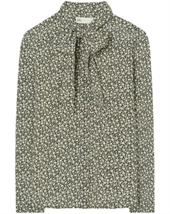 Блузка с цветочным принтом и бантом, черный Tory burch