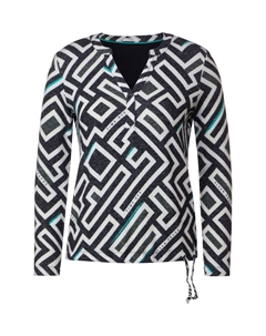 Рубашка-туника, с разрезом, рисунок, женская, цвет Black Melan Cecil