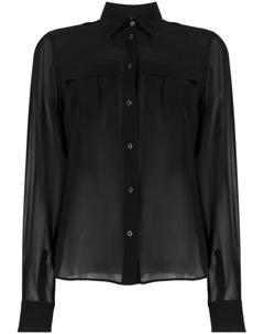 Шелковая полупрозрачная блузка, черный Aspesi