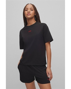 Пижамный топ Shuffle с короткими рукавами и логотипом для женщин, черный Hugo