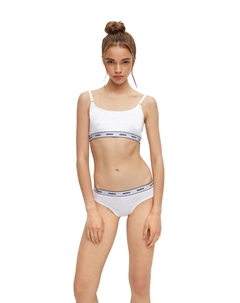 Трусы в полоску, 3 пары, с логотипом на поясе, для женщин, белый Hugo