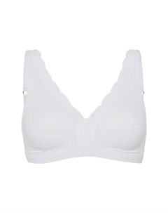 Хлопковый кружевной бюстгальтер без косточек, однотонный, кружевной, женский, белый Hanro