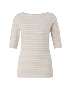 Рубашка, рукава до половины, вырез «лодочка», женская, коричневый Comma,