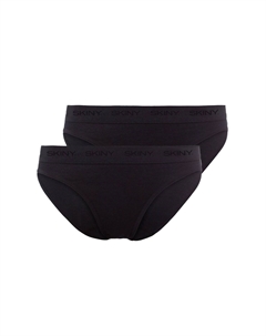 Женские трусы Rio, 2 шт.: нижнее белье, трусы, хлопок, пояс с логотипом, тонкая резинка, однотонные, черный Skiny