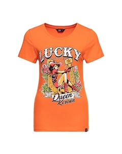 Рубашка с принтом и винтажным принтом спереди в стиле пин-ап Lucky, оранжевый Queen kerosin