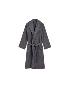 Халат унисекс - ARCHIVE SHIELD TERRY ROBE, шалевой воротник, махровая ткань, натуральный хлопок, темно-серый Gant