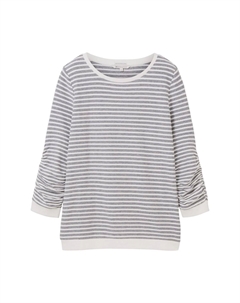 Свитшот женский с присборенными рукавами 3/4, цвет Blue White Tom tailor