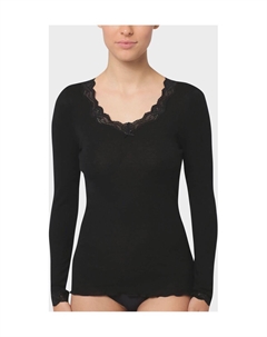 Рубашка Richesse Lace с длинными рукавами, смесь шерсти и шелка, женская, черный Calida