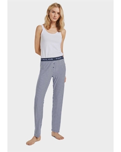 Женские пижамные брюки с полосками-бойфрендами и логотипом на поясе, цвет Blue Medium Tom tailor