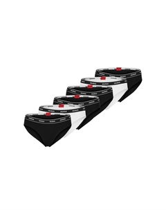 Женские трусы, 6 шт. в упаковке, полоска с буквами, нижнее белье, хлопок, логотип, однотонный, черный Hugo