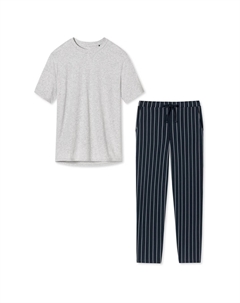 Пижамы из органического хлопка, цвет Blau Gestreift Grau Schiesser