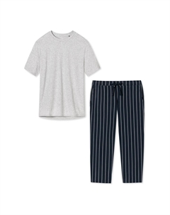 Пижамы из органического хлопка, цвет Blau Gestreift Grau Schiesser