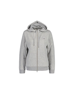 Толстовка женская - REGULAR SHIELD ZIP HOODIE, куртка с капюшоном, логотип, цвет Hellgrau Gant