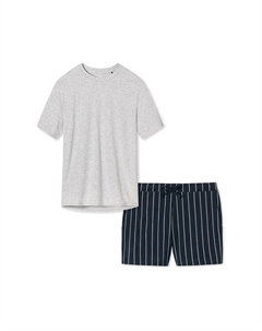 Пижамы из органического хлопка, цвет Blau Gestreift Grau Schiesser