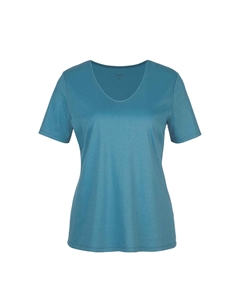 Женская рубашка с короткими рукавами, V-образный вырез, цвет Niagara Blue Xxs Calida