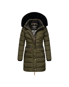 Стеганое пальто Паула, цвет Dark Olive With Black Fur Navahoo