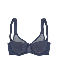 Бюстгальтер минимайзер Nuance на косточках и с кружевными деталями для женщин, цвет Solid Navy Lascana