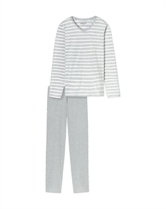 Повседневная женская хлопковая пижама с V-образным вырезом Essentials, цвет Silbergrau Melange Schiesser