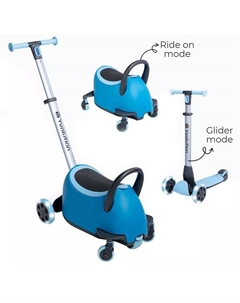 Детский самокат 5-в-1, синий Yvolution