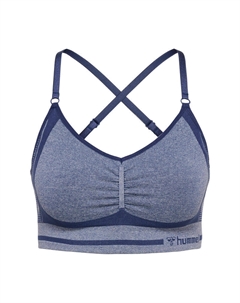 Женский спортивный топ для занятий йогой Hmlmt Lulu Seamless Scrunch Bra с технологией Beecool, цвет blau Hummel