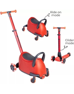 Детский самокат 5-в-1, красный Yvolution