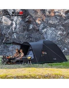 Уличная альпинистская палатка, утолщенная, водонепроницаемая и солнцезащитная, большая портативная Yihe - черная + влагонепроницаемая подушка для 4-6 человек Bswolf