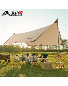Уличная большая палатка с навесом от солнца, уличный пляжный водонепроницаемый и непромокаемый туристический инвентарь, светло-коричневый 500*292 Bswolf