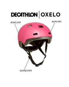 Детский шлем для катания на роликовых коньках, скейтборде и самокате B100 - розовый Oxelo