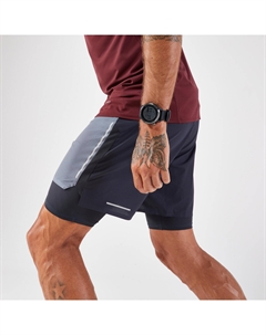 Мужские шорты для трейлраннинга на длинные дистанции 2в1- Run Ultra 900-серые Kiprun