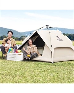 Виниловая солнцезащитная палатка, полностью автоматическая портативная складная утолщенная непромокаемая палатка для кемпинга A1S3NA111-3 сырного цвета Camel