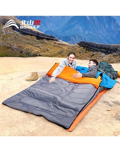 Двуспальный спальный мешок, расширенный, утолщенный и теплый, для кемпинга, оранжевый и серый, 2,2 кг. Bswolf