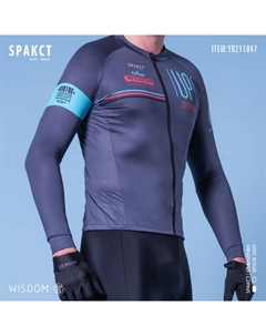 Мужская кофта для велоспорта с длинными рукавами на молнии с принтом L, синий Spakct