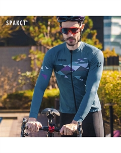 Мужская кофта для велоспорта с длинными рукавами на молнии 2XL, синий/серый Spakct