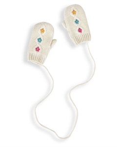 Варежки Floral Embroidered Cable, цвет cream Jojo maman bébé