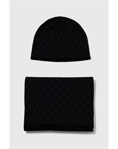 Шапка и шарф с добавлением шерсти, черный Calvin klein