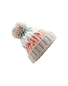 Вязаная шапка-бини с помпоном и штопором, мультиколор Beechfield®