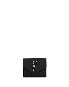 Клатч Cassandre с клапаном из кожи ягненка и блестящей кожи, цвет Black Saint laurent