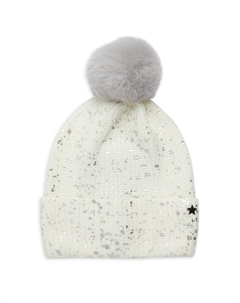 Шапка с отделкой из искусственного меха с брызгами краски, слоновая кость Jocelyn