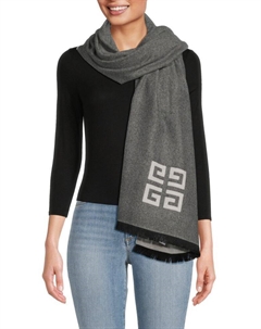 Шарф из кашемира с логотипом и бахромой, цвет Black White Givenchy